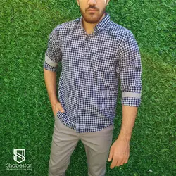 پیراهن نخ پنبه چهار خانه آستین بلند آرون کد101741