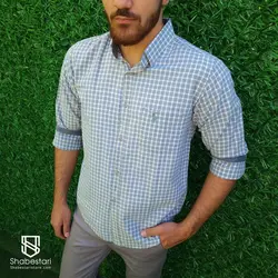 پیراهن نخ پنبه چهار خانه آستین بلند آرون کد101741