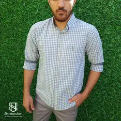 پیراهن نخ پنبه چهار خانه آستین بلند آرون کد101741