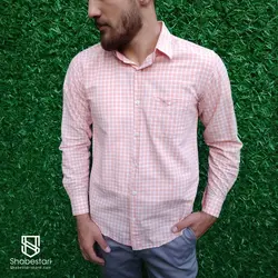 پیراهن نخ پنبه چهار خانه آستین بلند آرون کد101741