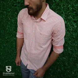 پیراهن نخ پنبه چهار خانه آستین بلند آرون کد101741