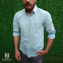 پیراهن نخ پنبه چهار خانه آستین بلند آرون کد101741