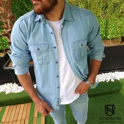 پیراهن جین دو جیب ماربل کد 101615