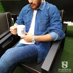 پیراهن جین دو جیب ماربل کد 101615