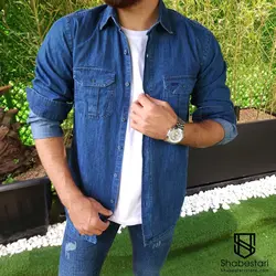 پیراهن جین دو جیب ماربل کد 101615