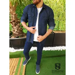 پیراهن جین دو جیب ماربل کد 101615