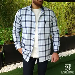 پیراهن پشمی تک جیب آبی روشن کد 101860