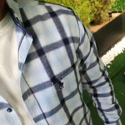 پیراهن پشمی تک جیب آبی روشن کد 101860