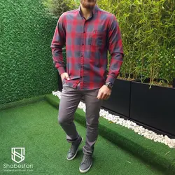 پیراهن چهارخانه آستین بلند بردیا کد 101751