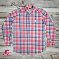 پیراهن نخ پنبه چهار خانه آستین بلند کد 10185