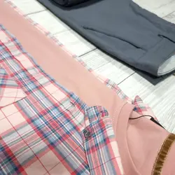 پیراهن نخ پنبه چهار خانه آستین بلند کد 10197