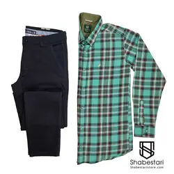 پیراهن چهار خانه نخ پنبه آستین بلند کد 10189