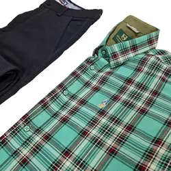 پیراهن چهار خانه نخ پنبه آستین بلند کد 10189