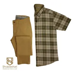 پیراهن آستین کوتاه چهارخانه  کد 10184