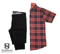 پیراهن آستین کوتاه چهارخانه  کد 10184