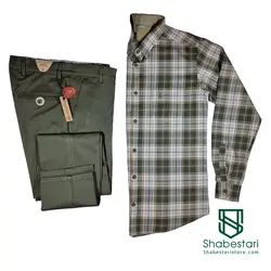 پیراهن چهار خانه نخ پنبه آستین بلند کد 90015