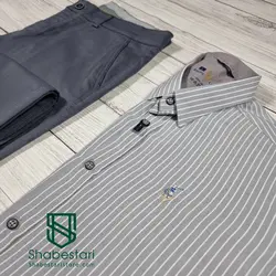 پیراهن نخ پنبه طرح راه راه  آستین بلند 90014