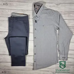 پیراهن نخ پنبه طرح راه راه  آستین بلند 90014