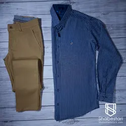 پیراهن نخ پنبه طرح راه راه  آستین بلند 90014