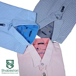 پیراهن نخ پنبه طرح راه راه  آستین بلند 90014