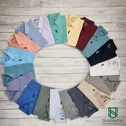 پیراهن نخ پنبه تک جیب آستین بلند کد 10160