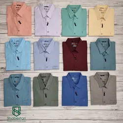 پیراهن نخ پنبه تک جیب آستین بلند کد 10160