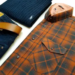 پیراهن پشمی  دو جیب پولو رنگ آجری کد 10139035