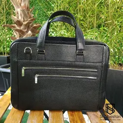 کیف چرم طبیعی اداری پیترو مشکی کد 109996