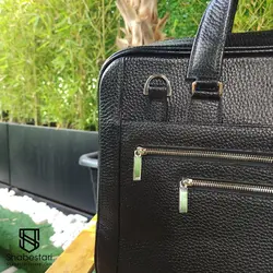 کیف چرم طبیعی اداری پیترو مشکی کد 109996