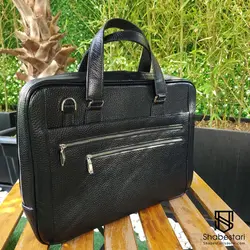 کیف چرم طبیعی اداری پیترو مشکی کد 109996