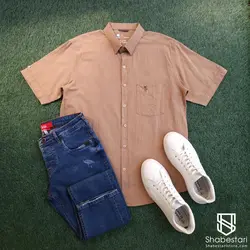 پیراهن آستین کوتاه لینن کد 101684