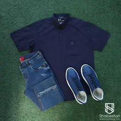 پیراهن آستین کوتاه لینن کد 101684