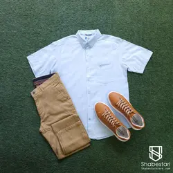 پیراهن آستین کوتاه لینن کد 101684