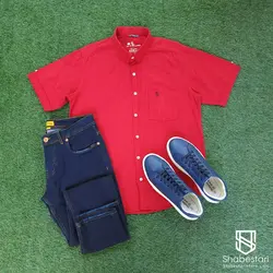 پیراهن آستین کوتاه لینن کد 101684