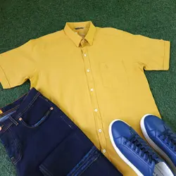 پیراهن آستین کوتاه لینن کد 101684