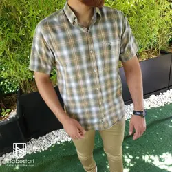 پیراهن نخ پنبه چهارخانه آستین کوتاه آبتین کد 1011016