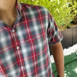 پیراهن نخ پنبه چهارخانه آستین کوتاه آبتین کد 1011016