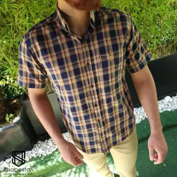 پیراهن نخ پنبه چهارخانه آستین کوتاه آرماند کد 1011006