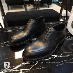 کفش چرم طبیعی مک مشکی کد 110853