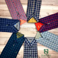 پیراهن نخ پنبه چهار خانه آستین کوتاه کد 101102