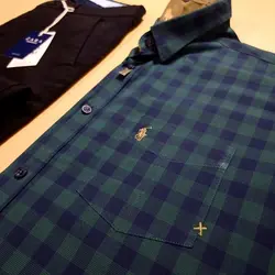 پیراهن نخ پنبه چهار خانه آستین کوتاه کد 101102