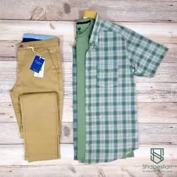 پیراهن چهارخانه آستین کوتاه کد 101126