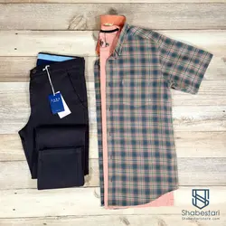 پیراهن چهارخانه آستین کوتاه کد 101126