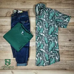 پیراهن هاوایی سبز یشمی1017031