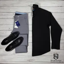 پیراهن آستین بلند ساده مشکی کد 1010701