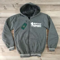سویشرت دورس کلاه دار طوسی طرح  MATCH SPORT