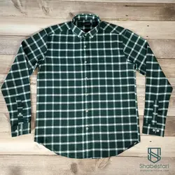 پیراهن پشمی چهار خانه تونی مونتانا سبز تیره کد 101421