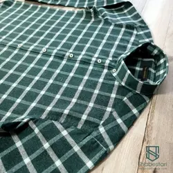 پیراهن پشمی چهار خانه تونی مونتانا سبز تیره کد 101421