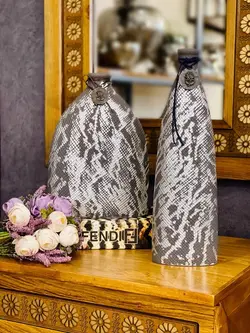 گلدان پوست ماری تخت بلند نقره ای