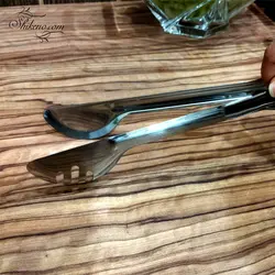 انبر سالاد بیضی شیاردار استیل